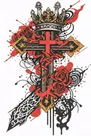 Upside down cross with a crown tattoo design idea