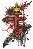 Upside down cross with a crown tattoo design idea