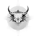 red bull logo instead of sun it's the world with one bull skeleton and the other normal black  tattoo design idea