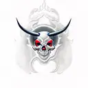 red bull logo instead of sun it's the world with one bull skeleton and the other normal black  tattoo design idea