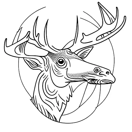 Fishing lure with a mule deer silhouette tattoo design idea
