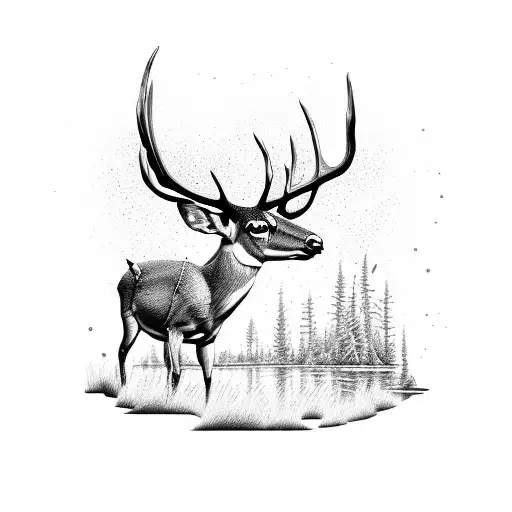 Fishing lure with a mule deer silhouette tattoo design idea