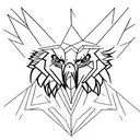 Create a minimalist tattoo of an eagle soaring through a freestyle geometric pattern. tattoo design idea