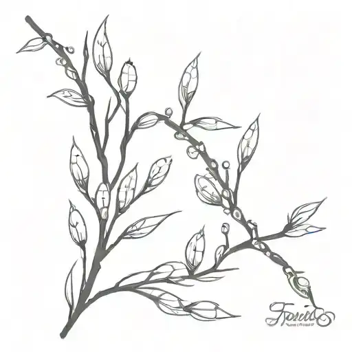 pussy willow tattoo design idea