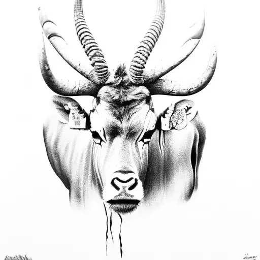 Zimbabwe flag that has an eland bull inside it  tattoo design idea