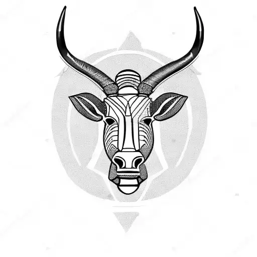 African flag with eland bull  tattoo design idea