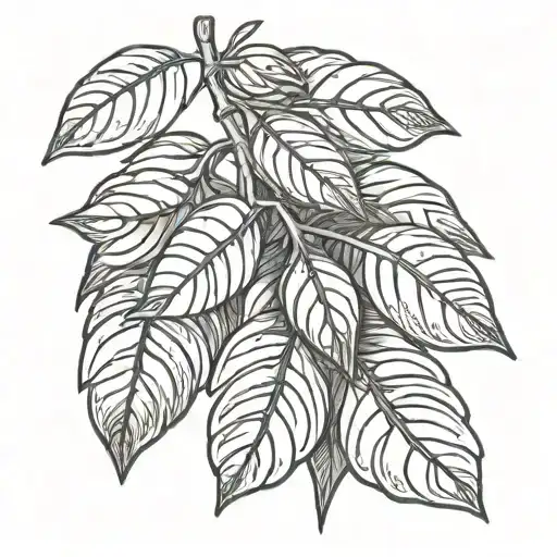 Pecan leaves intertwined tattoo design idea