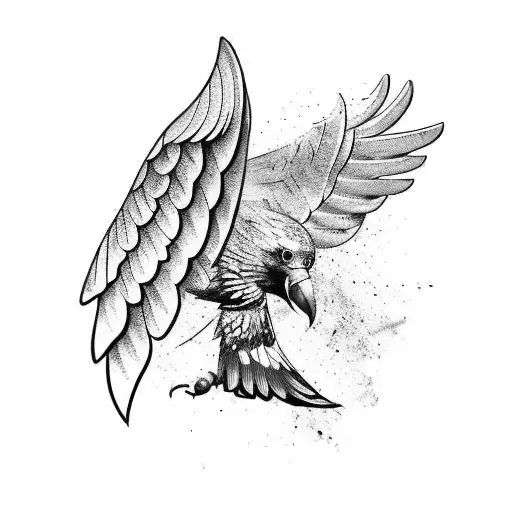 modern eagle wing sleeve  tattoo design idea