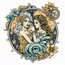 virgo and aquarius zodiac sign tattoo design idea