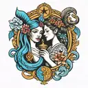 virgo and aquarius zodiac sign tattoo design idea