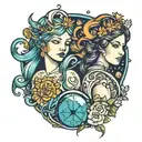 virgo and aquarius zodiac sign tattoo design idea
