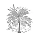 palm tree silhouette fine line tattoo design idea