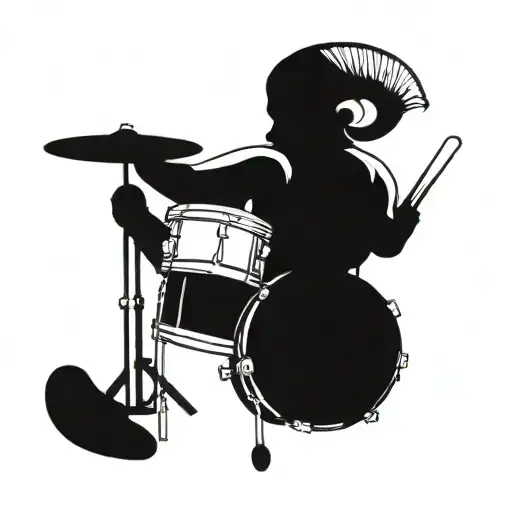half human half ram playing the drum set   tattoo design idea