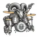 half human half ram playing the drum set your heart ablaze tattoo design idea