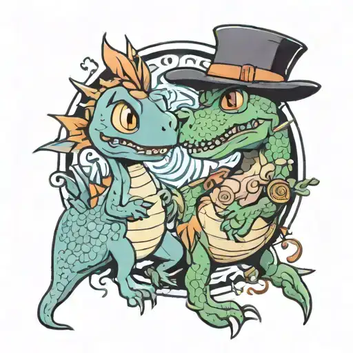 Dino meets Bluey tattoo design idea