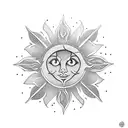sun reflecting light off hilltop window panes tattoo design idea
