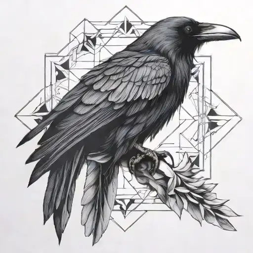 raven on shoulder with wings tattoo design idea