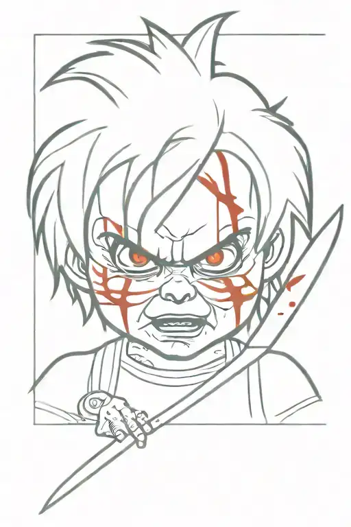 chucky with bloody knife  tattoo design idea