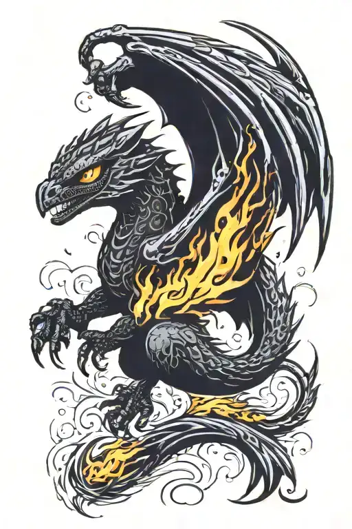 toothless the night fury emerging like a phoenix rising from the ashes tattoo design idea