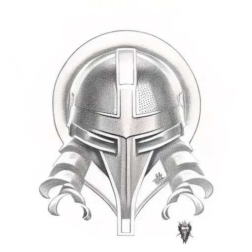 Ares with Spartan Helmet, Katana and Angelwings tattoo design idea