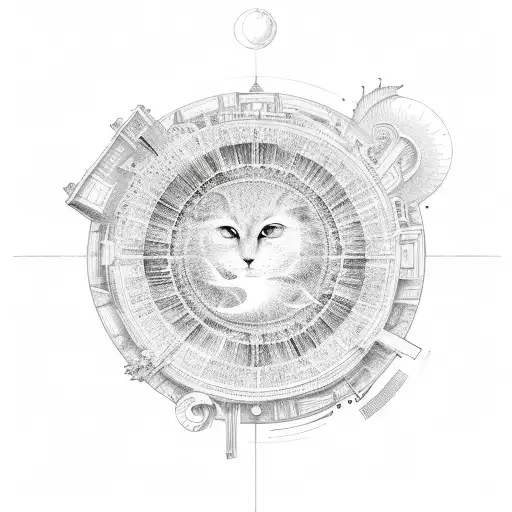 Celestial Library sun moon tattoo design idea