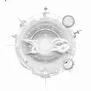 Celestial Library sun moon tattoo design idea