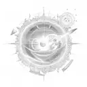 Celestial Library sun moon tattoo design idea