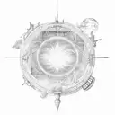 Celestial Library sun moon tattoo design idea