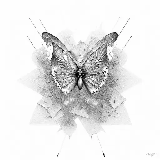 A butterfly made of equations and musical notes tattoo design idea