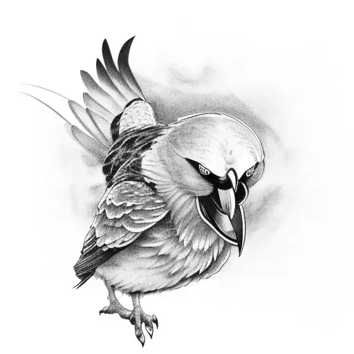 Odin's crow in an action pose  tattoo design idea