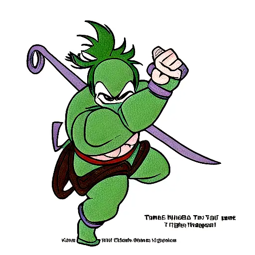 teenage mutant ninja turtle using King Neptune's trident  tattoo design idea