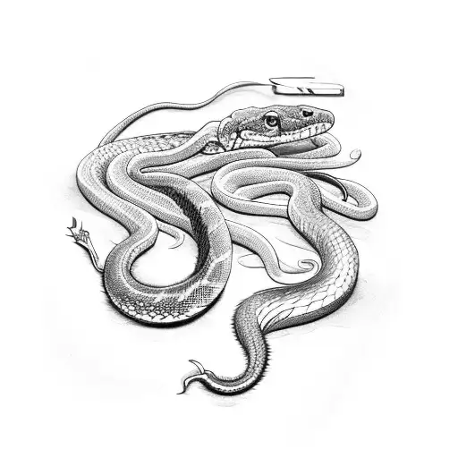 rat snake wrapped around my thigh three times tattoo design idea