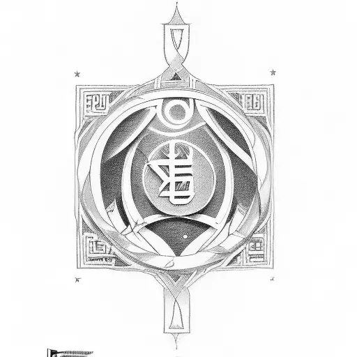 use the letters Psalm9 and greek alha and omega symbols above and below tattoo design idea
