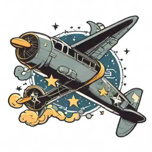 airplane star A cloud tattoo design idea