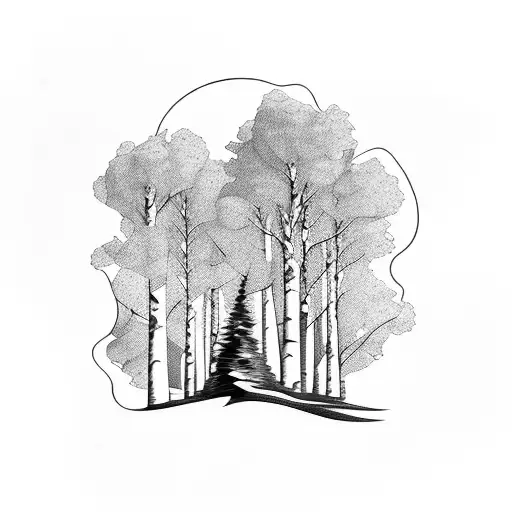 birch tree tattoo design idea