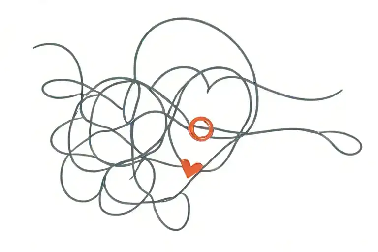 red thread of destiny and word love tattoo design idea