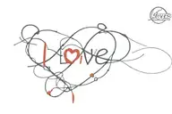 red thread of destiny and word love tattoo design idea