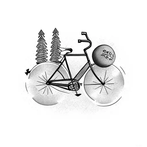 bicycle traveler gravel outdoor tattoo design idea