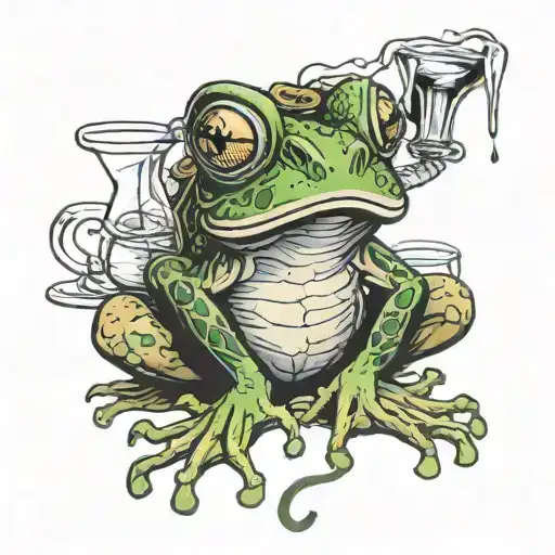 frog with hooch bootle tattoo design idea