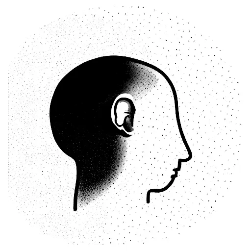 overthinking man with head of thoughts tattoo design idea