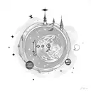 little prince planet with J and S Initial and 11:11 time tattoo design idea