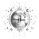 little prince planet with J and S Initial and 11:11 time tattoo design idea