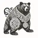 A bear adorned with Viking runes and symbols tattoo design idea