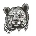 A bear adorned with Viking runes and symbols tattoo design idea