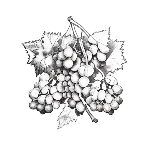 one whole triangular cluster of grapes tattoo design idea