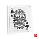 skull, dollars, 3 poker cards, dice and cross tattoo design idea