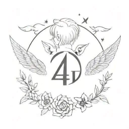 lil peep and angel number 444 dainty tattoo design idea