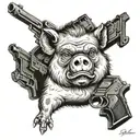 pig bear monkey guns tattoo design idea
