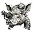 pig bear monkey guns tattoo design idea