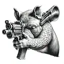 pig bear monkey guns tattoo design idea